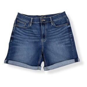 Calvin Klein Shorts Women 27 (ACTUAL 28x6.5) Blue Denim Roll Cuff Stretch NWOT